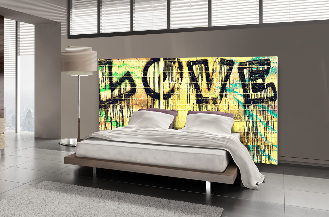 Tête de lit graffiti love - Lit de 140